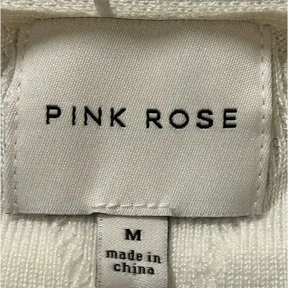 Pink Rose Women’s M Ivory V-Neck Dolman Long Sleeve Soft Comfort Knit Sweater - Picture 3 of 5